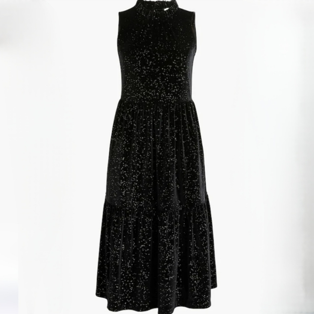 J. CREW Factory Shimmer Velvet Sleeveless Midi Dress Size 2P